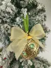 Item No. 2358 Christmas Gift Packaging Decoration DIY Champagne Gold Shiny Mesh Beige Edge Christmas Webbing 3.8cm Christmas Daily Necessities Application Scenario